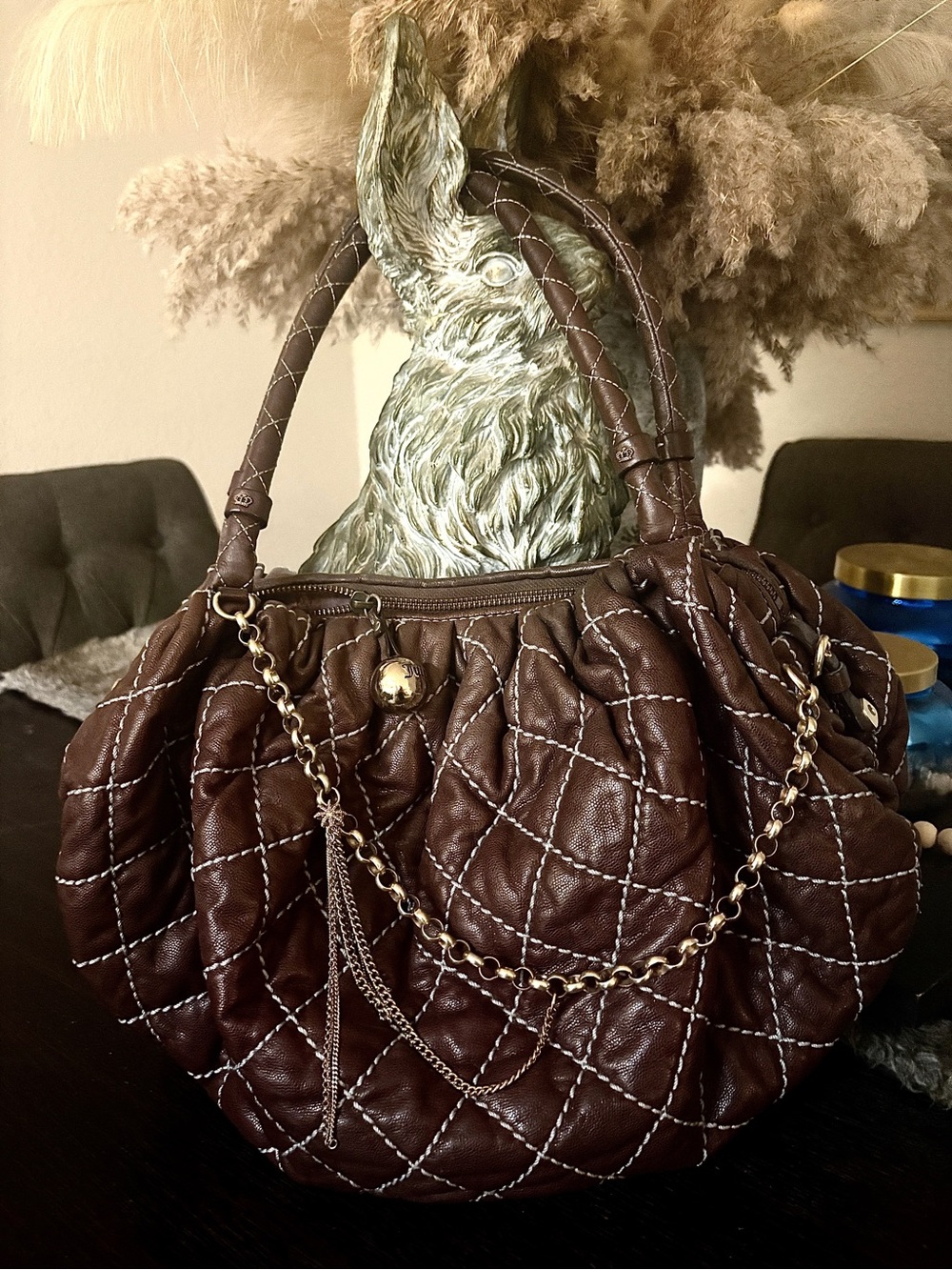 Authentic JUICY COUTURE purse handbag hobo quilted leather